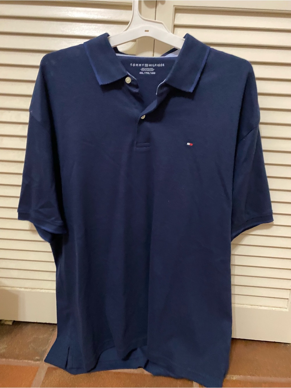 Tommy Hilfiger Navy Blue Short-Sleeve Polo with Flag Logo